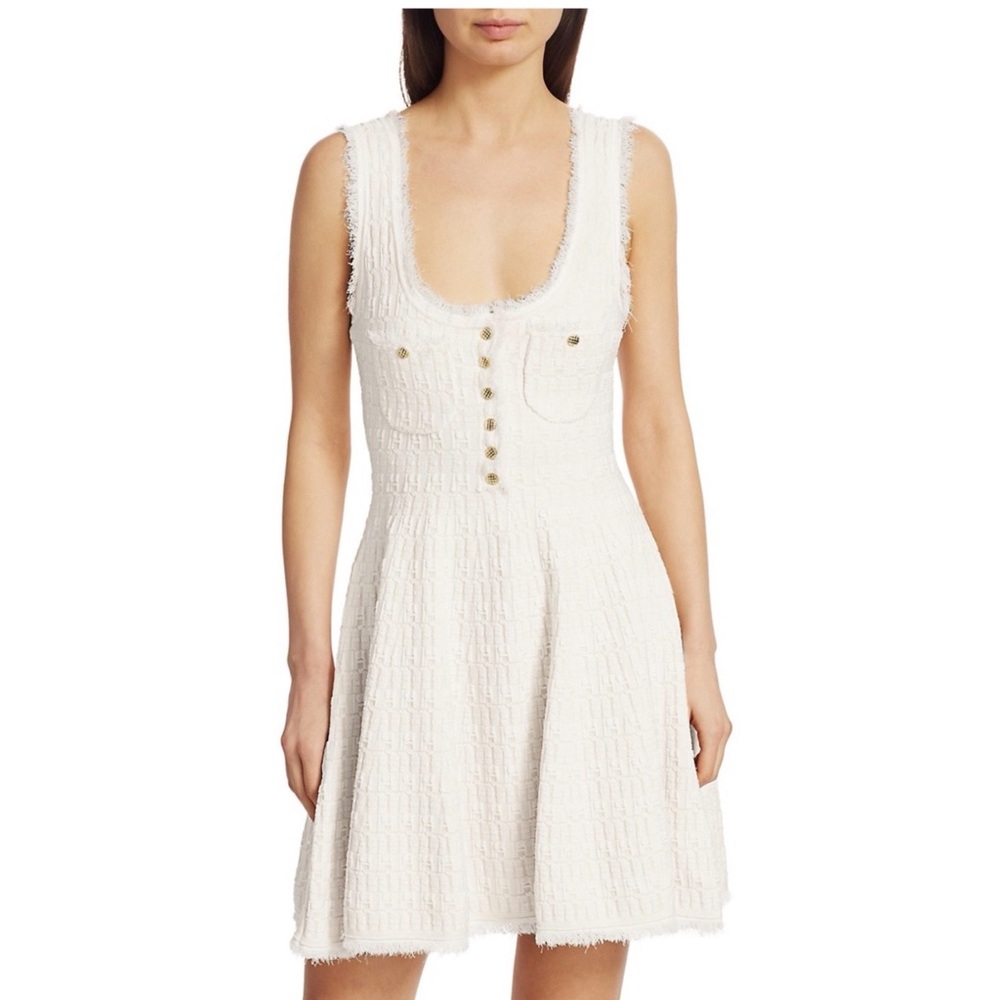 Gently used Ronny Kobo tweed A-line dress in cream. Size 2 - Picture 5 of 5